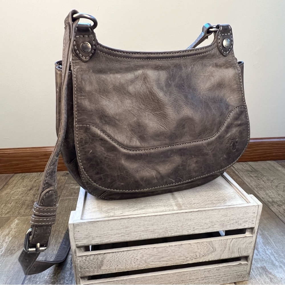 Frye Melissa Saddle Bag - Ice Gray - Pull-up - Leather Cross Body - Tag Included